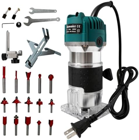 Wood Router,Electric Compact Wood Routers Tool for Woodworking,800W Hand Trimmer Laminate Milling Engraving Hand Machine Joiner Tool Electric,with 15PC 1/4" Router Bit Set, Slotting Trimming Carving
