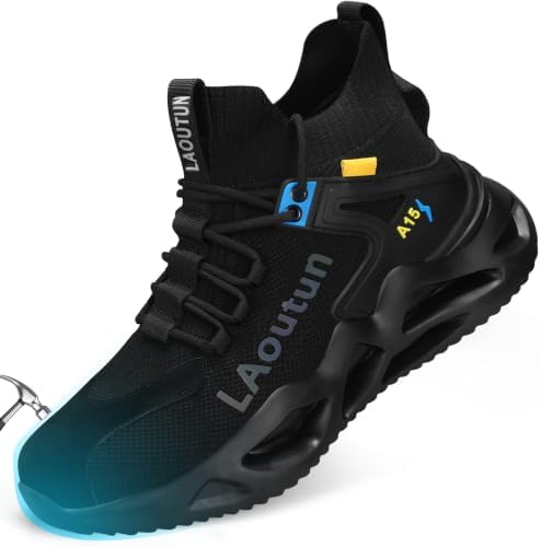LAoutun Steel Toe Shoes for Men Work Shoes Safety Sneakers Lightweight