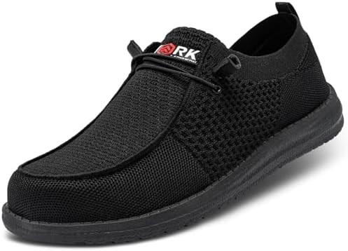 LARNMERN Steel Toe Loafers Women Slip On Work Safety Shoes Walking Sneakers
