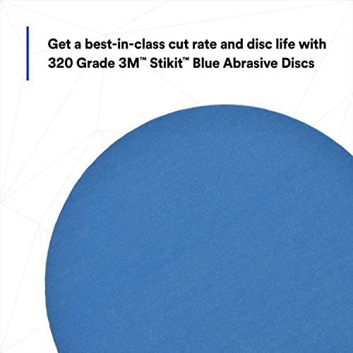 3M Stikit Blue Abrasive Disc Roll, 321U, 36210, 6 in, 320+ Grade, No Hole