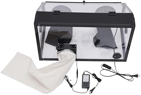 Enclosed Grinding Dust Box 110V 30W, 2 Holes Enclosed Electric Grinding Table Polisher Dust Box with LED Light & Fan, Transparent Rectangle Table Polisher Dust Box for Polishing Sanding Engraving