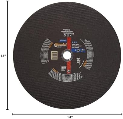 Norton Gemini Long Life Large Diameter Reinforced Abrasive Cut-off Wheel, Type 01 Flat, Aluminum Oxide, 1" Arbor, 20" Diameter x 5/32" Thickness (Pack of 1)