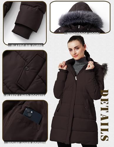 GGleaf Women's Winter Puffer Coat with Removable Fur Hood Warm Snow Jacket