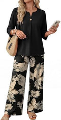 WIHOLL Two Piece Sets for Women 3/4 Length Sleeve Lounge Sets Summer Spring Vacation Travel Outfits Fashion Clothing