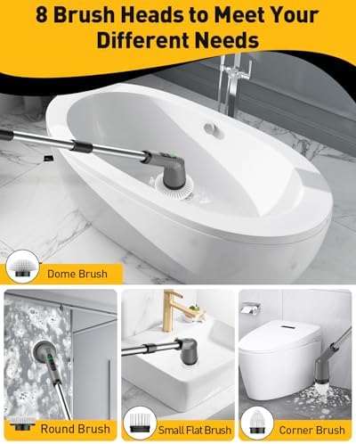 Electric Spin Scrubber for Bathroom, Shower Scrubber with Long Handle