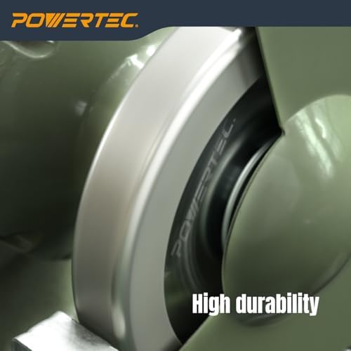 POWERTEC CBN Grinding Wheel 8 Inch 180 Grit, 1-1/4" Wide, 5/8" Arbor – 4-in-1 CBN Sharpening Wheel with 1/4" Radius Edge and Side Face for Bench Grinder (15702)