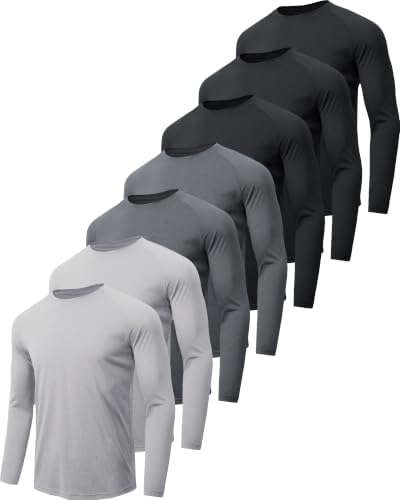 MLYENX 7 Pack Long Sleeve Shirts for Men Sun Protection Quick Dry