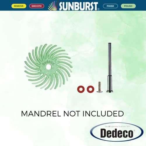Dedeco Sunburst Radial Bristle Discs 48-Pack - 7/8" Curved - Light Green 14000 Grit (Ultra-Fine, 1 Micron) - Aluminum Oxide for Polishing & Finishing