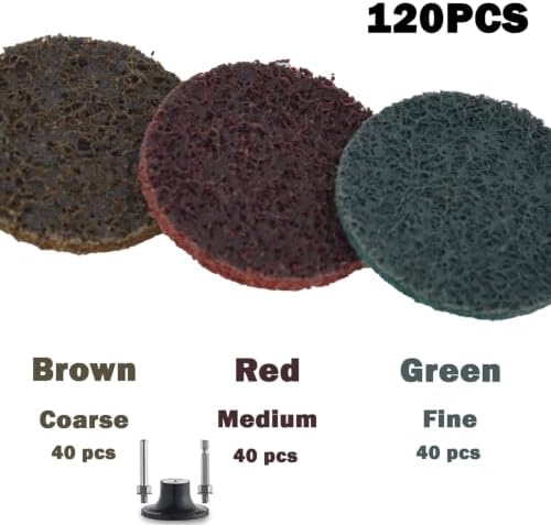 2 Inch Quick Change Sanding Discs 120 Pcs, 1/4 Inch Holder for Die Grinder