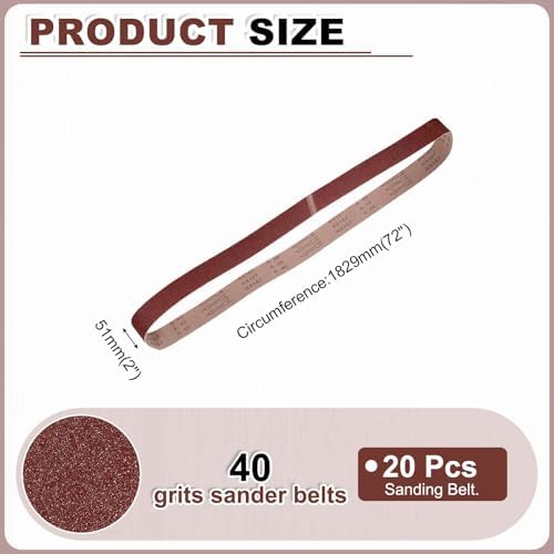 HARFINGTON 2 x 72 Inch Sanding Belts, 20 Pcs 40 Grits Aluminum Oxide