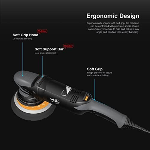 ShineMate Dual Action Polisher for Car Detailing 6 Inch, Corded Wax Random Orbital Polisher with 4 Polish Pads, Variable Speed Buffer Polisher (6 Inch)