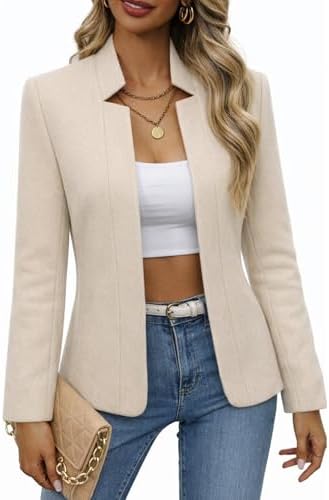 Mina Self 2026 Fall Women's Open Front Tweed Blazer,Plaid Fitted Jacket