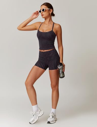 QBGJTD Two Piece Workout Sets For Women Tank Top Matching High Waist Booty Lifting Shorts Gym Yoga Active Wear Outfits