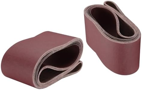 uxcell 10pcs 6" x 89" Sanding Belts 180 Grits Aluminum Oxide Abrasive Belt Sander Paper Sanding Papers for Metal Wood Grinding Polishing, Reddish Brown