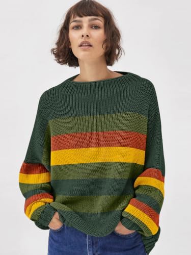 Womens Oversized Sweaters Loose Solid Casual Long Sleeve Mock Neck Knitted Jumper Tops