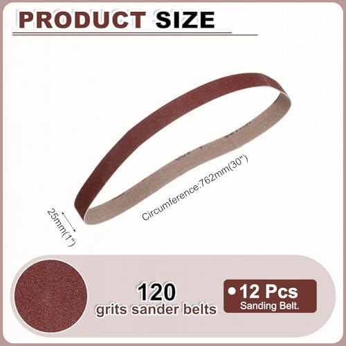 HARFINGTON 1 x 30 Inch Sanding Belts, 12 Pcs 120 Grits Aluminum Oxide