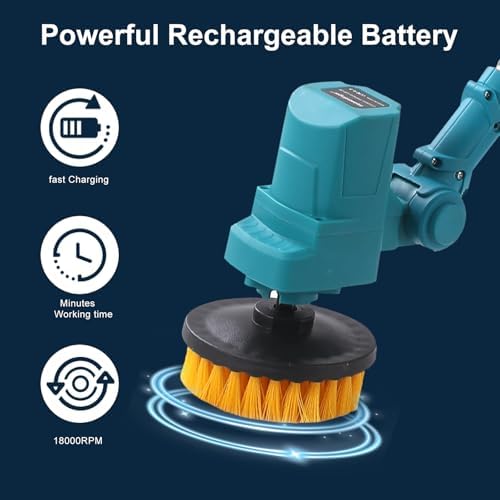 Electric Spin Scrubber for Makita 18V Battery, Extra Long Foldable 1800RPM Cleaning Brush