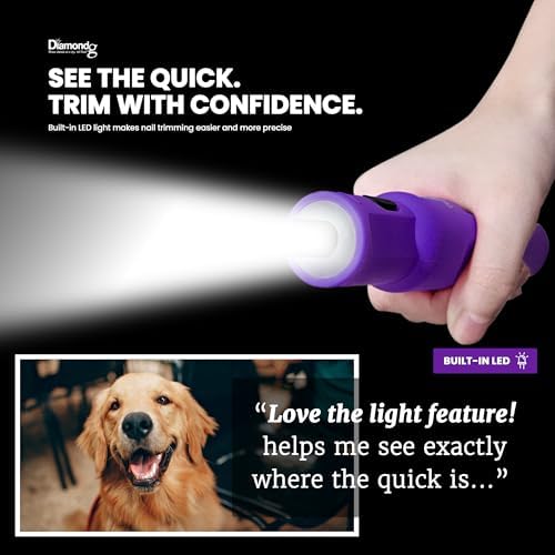 Diamondg Micro Dog Nail Grinder - Quiet Sound with LED Light, Purple