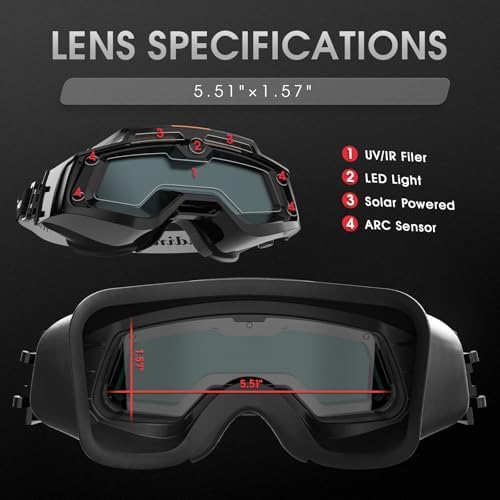 YESWELDER Auto-Darkening Welding Goggles with LED Light and Face Shield