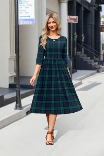 Zeagoo 3/4 Sleeve Women's Dress Casual Aline Summer Fall Midi Long Dresses