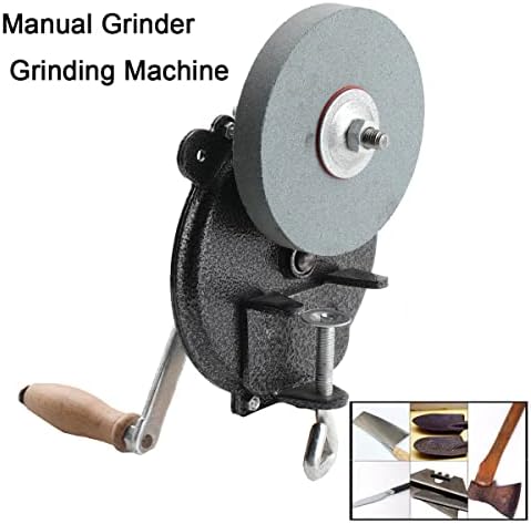 Hand-cranking Knife Sharpener for Hunting, Heavy Duty Knife Sharpener System Bearing Type 6 Inches DIY Polishing Machine Tool Grinder Marble Polishing Wheel
