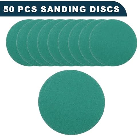 Car Sanding Discs 2inch 150 Grit Abrasion Resistance | Round Hook and Loop Sandpaper Green 50 Pcs