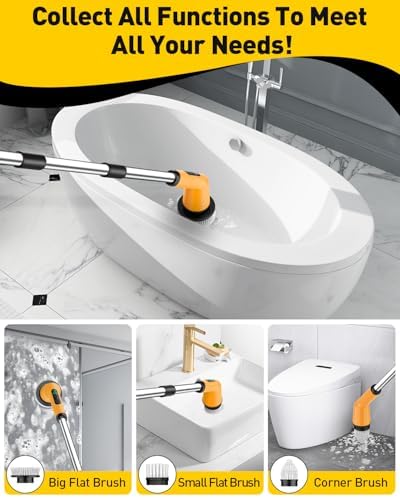 Electric Spin Scrubber for Bathroom, Shower Scrubber with Long Handle