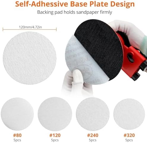 Proster 5" Air Orbital Sander Pneumatic 12000 RPM 5mm Orbit 20pc Kit