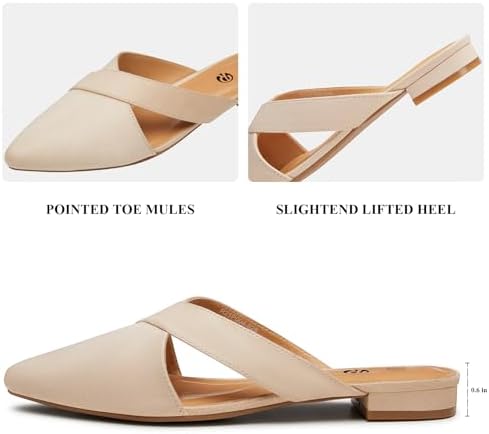 Rekayla Women's Mules Closed Pointed Toe Flats Backless Loafers Shoes for Women