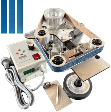 Belt Grinder Sander, 30 x 1-Inch Variable Speed Belt Polisher with VFD, 110V 550W Electric Grinding Machine with 2 Grinding Moulds & 3 PCS Sanding Belts for Metalworking, Knife Making