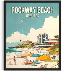 Rockaway Beach New York Unframed Wall Art Print Poster, US Vintage Retro Beach Scenery Posters Prints for Restroom Home Picture Painting Artwork Gallery 219 (Rockaway Beach New York, 24"L x 18"W, Unframed)