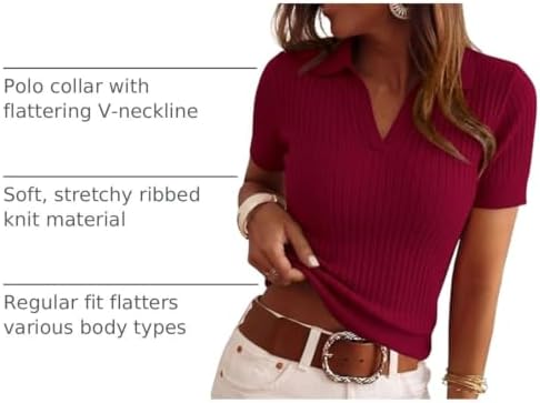 PRETTYGARDEN Women's Short Sleeve Sweater Polo Shirts