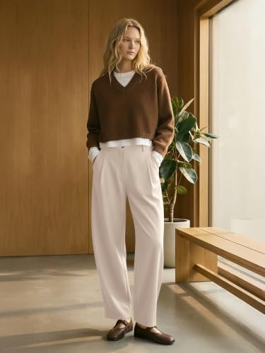 NIMIN Women Barrel Work Pants High Waisted Business Casual Trousers