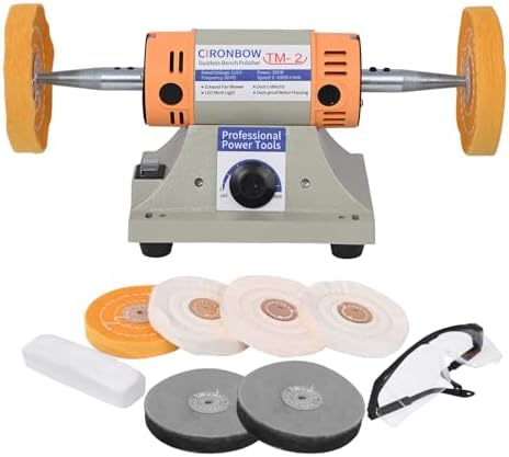 4" Jewelry Polisher & Adjustable Variable Speed Grinder Machine - With 6 Cloth Wheels & 2 Abrasive Wheels, Safety Glasses & Compound for Jewelry, Metal, Wood, Jade, Plastic Polishing