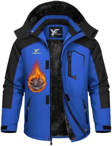 Yufawow Men Winter Jacket Skiing Jacket Insulated Fleece Lined Waterproof Windbreaker for Snowboard Hiking Camping ATV Outdoor Work
