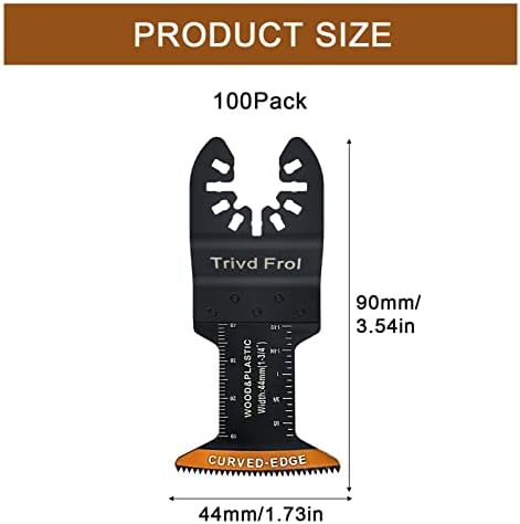 Trivd Frol 100 PCS Curved-Edge Oscillating Tool Blades for Wood Plastics