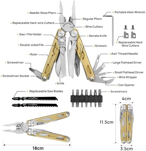 BIBURY 31-in-1 Multitool Pliers Pro,EDC Pocket Knife & Screwdriver-BI2045