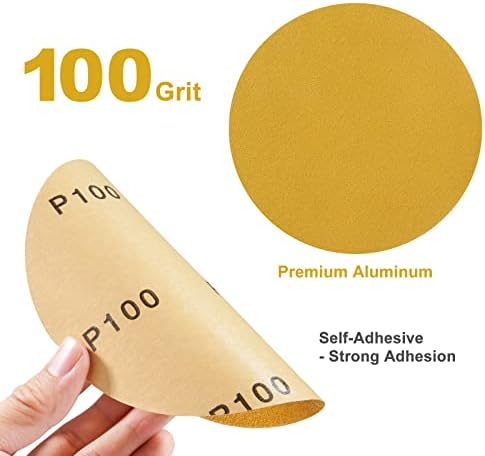 100 Pcs 6 Inch 100 Grit PSA Self Adhesive DA Sanding Disc Roll Sandpaper Designed for Surface Blending Edge Woodworking Metal Sanding Sand Paper