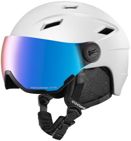 Odoland Ski Helmet with 2-in-1 Visor Goggles, Lightweight for Men Women