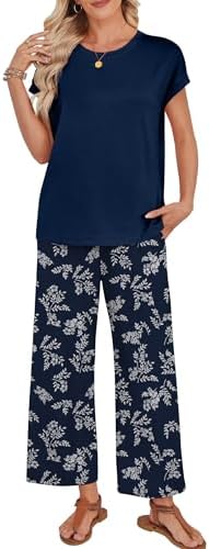 WIHOLL Two Piece Sets for Women Summer Spring Outfits Lounge Sets Beach Vacation Clothes Airport Travel Matching Clothing