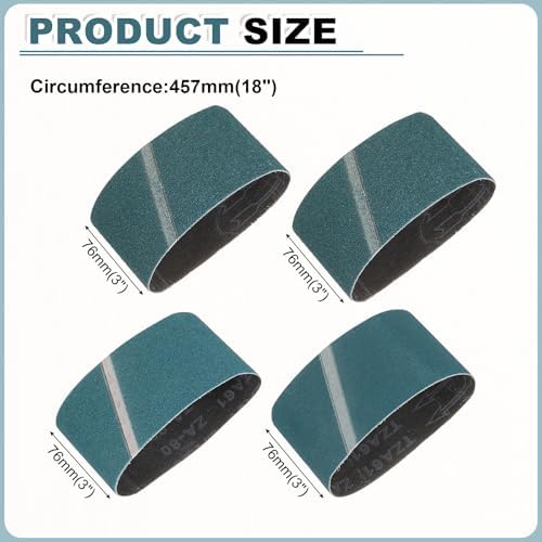 HARFINGTON 3 x 18 Inch Sanding Belts, 20 Pcs 40/60/80/120 Grit