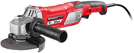 Powerbuilt 5-Inch Variable Speed Angle Grinder, 10 Amp Motor, 6-Speed Control, Lock-On Trigger, Includes Wheel, Side Handle, Wrench & Spare Brushes - 240079