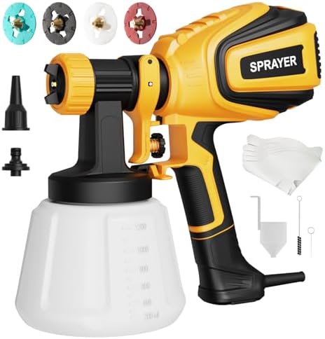 VONFORN Paint Sprayer, 700W Spray Paint Gun with 4 Nozzles & 3 Patterns