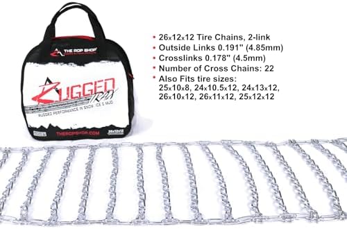 The ROP Shop Pair of 2 Link Tire Chains & Tensioners 26x12x12