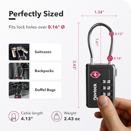 TSA Approved Luggage Locks, Travel Locks with Inspection Indicator