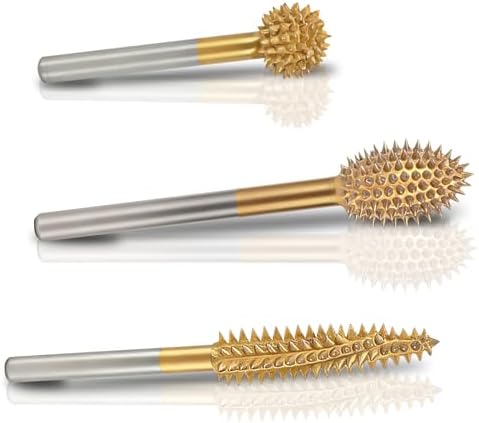 CAELUM Titanium Coated Rotary Burr Set 3Pcs, 1/8" Coarse, Wood Carving Bit