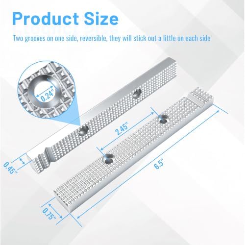 6 1/2 Inch Reversible Aluminum Vise Jaws, Replacement Bench Vise Jaw Pads Compatible with Older USA Craftsman & Columbian Gray Vises, Lightweight Sturdy Clamp Jaw Accessories for Bench Work