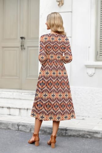Zeagoo 3/4 Sleeve Women's Dress Casual Aline Summer Fall Midi Long Dresses