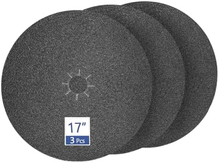 HUAALIUCHE Floor Sanding Disc Cloth-Backed Silicon Carbide，17" x 2" Holes for Concrete, Stone, 24 Grit, 3-Pack