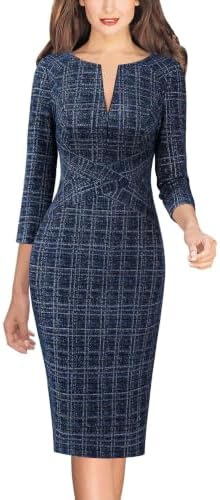 VFSHOW Womens Work Business Office Zipper Up Slim Bodycon Sheath Dress